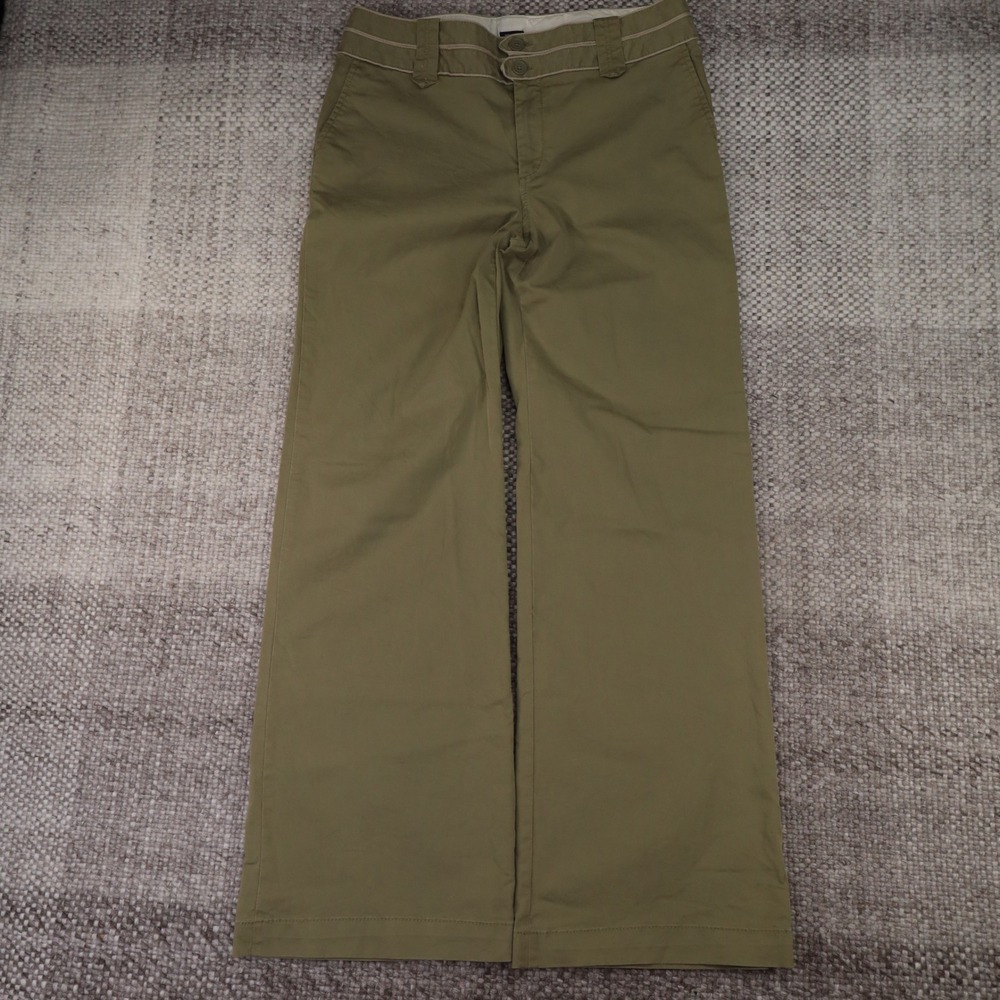 Gap Wide Leg Chino Pants Womens 10 Reg Olive Green Excellent Stretch Trousers